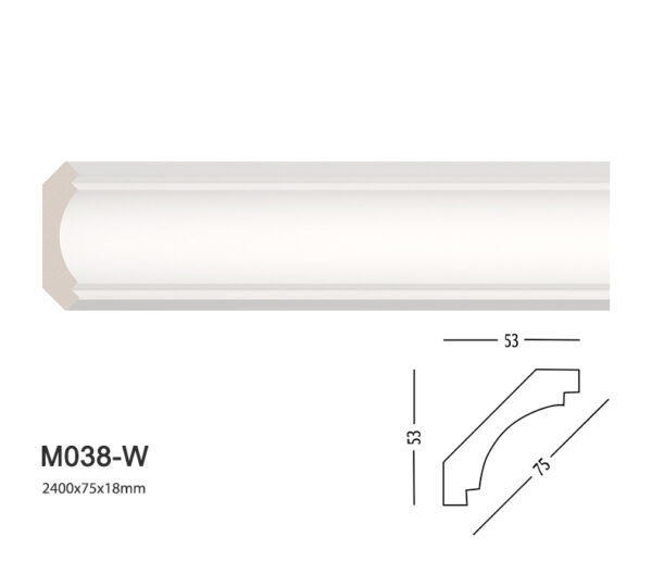 Phào chỉ trắng trơn m038-w