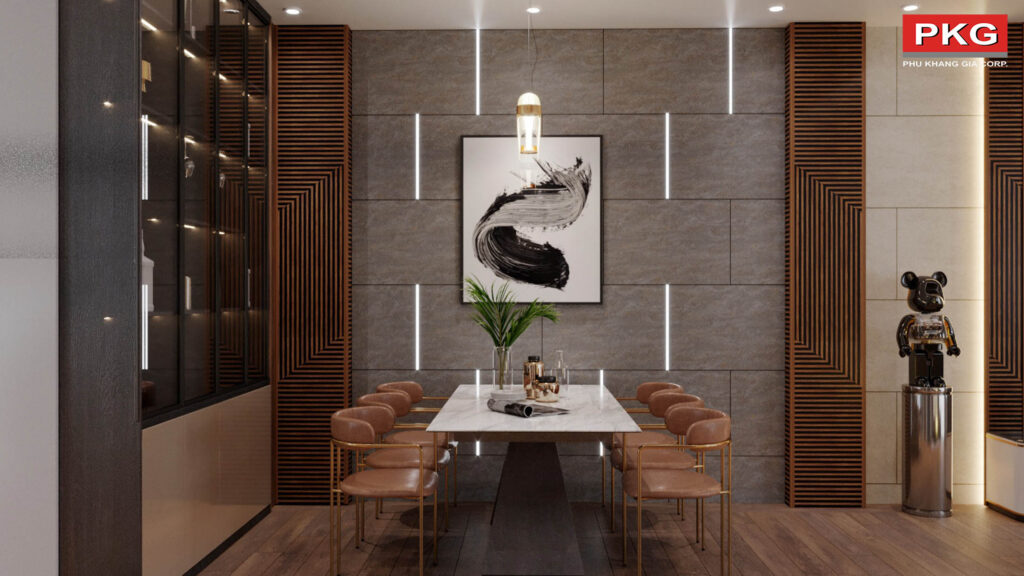 tấm ốp tường hoa văn phòng ăn