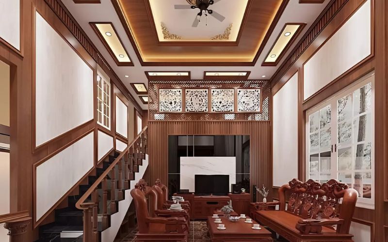 Trần nhựa giả gỗ bao nhiêu 1m2? 40 mẫu thi công đẹp mắt