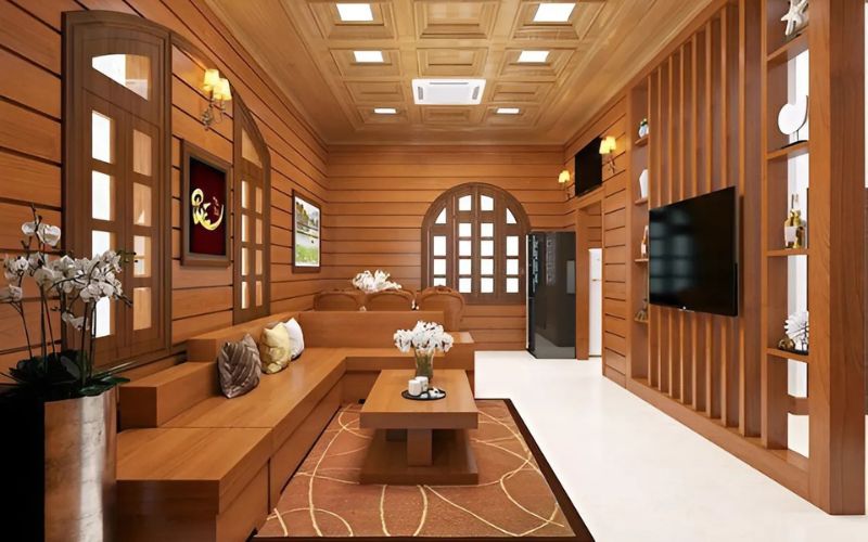 Trần nhựa giả gỗ bao nhiêu 1m2? 40 mẫu thi công đẹp mắt