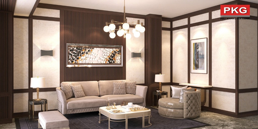 Mẫu phào chỉ PU phòng khách