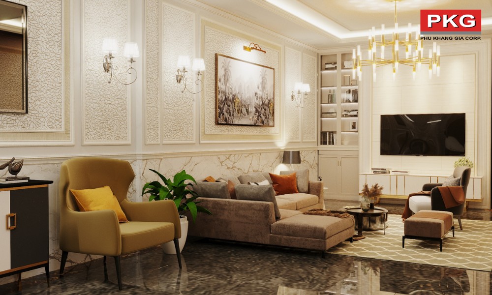 Phào chỉ phòng khách đẹp