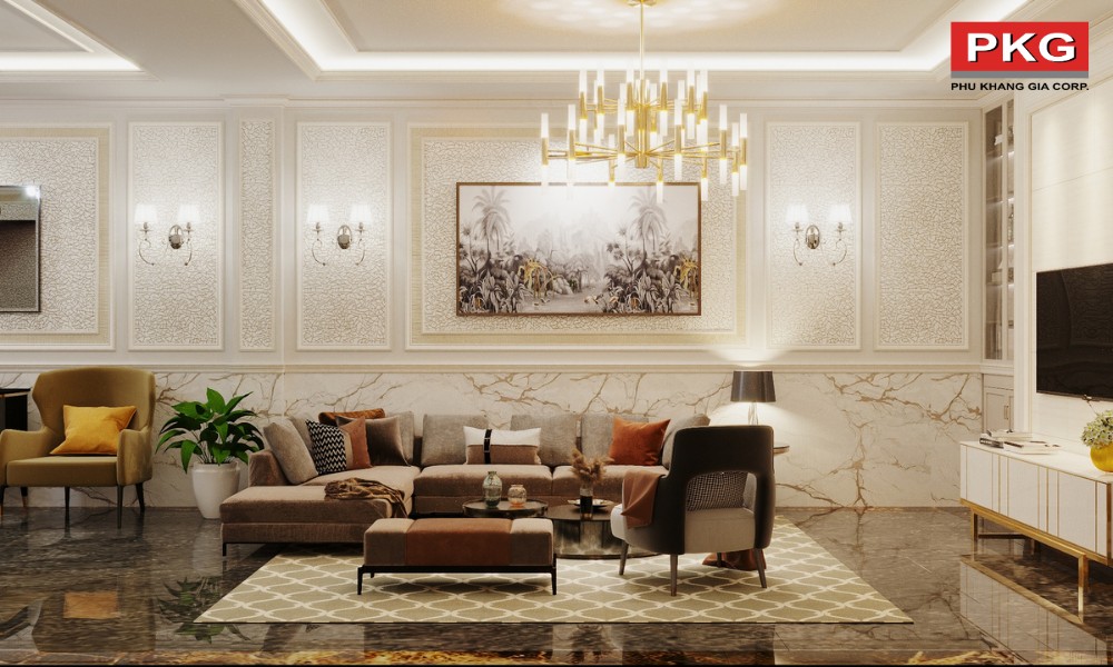 Phào chỉ phòng khách tân cổ điển
