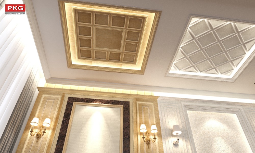 Sức hút của trần chìm kết hợp với phào chỉ