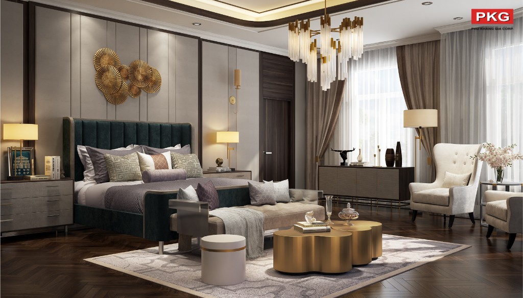 Tường trắng và phào chỉ đen