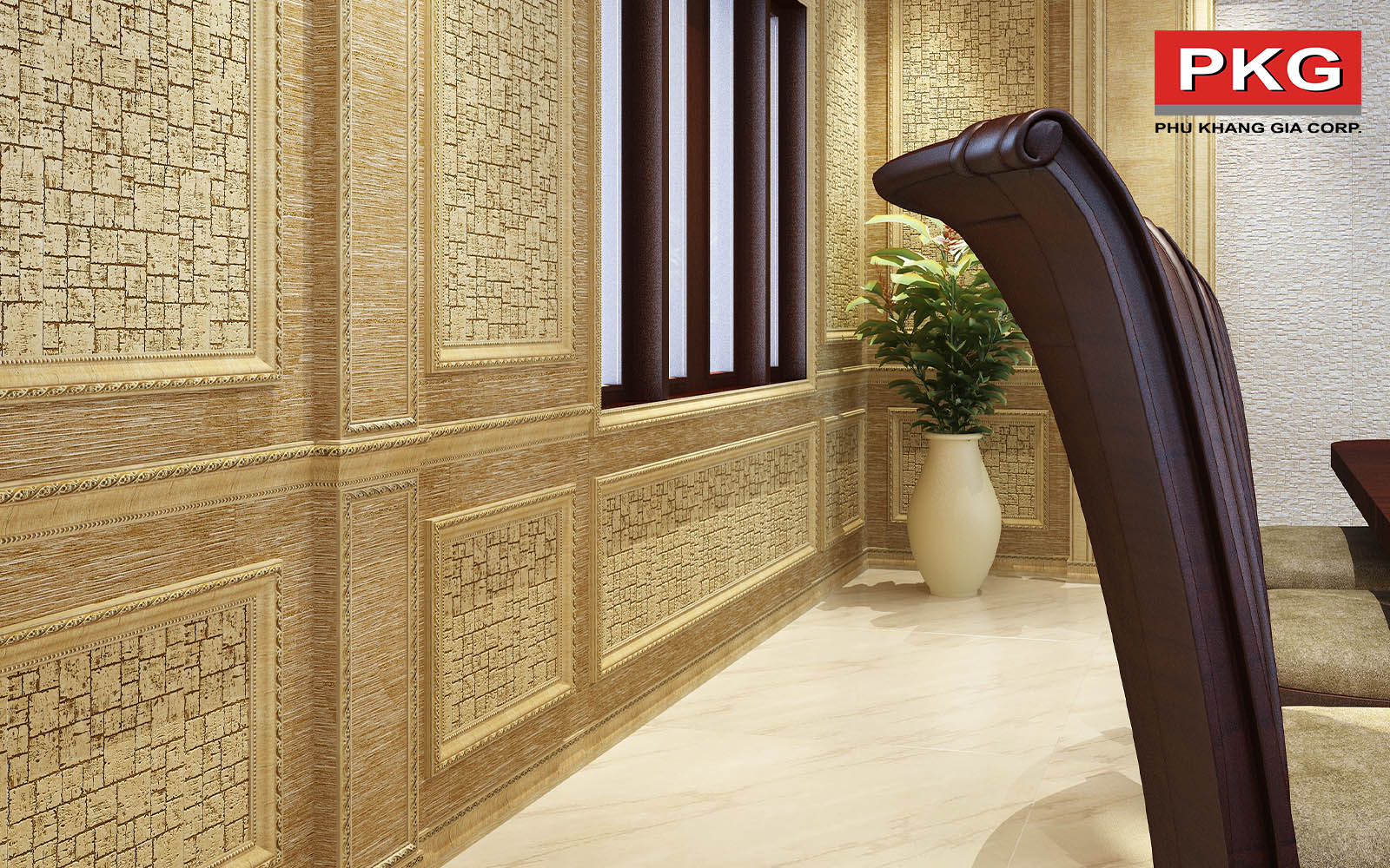 Phào chỉ lưng tường Phú Khang Gia mẫu 5