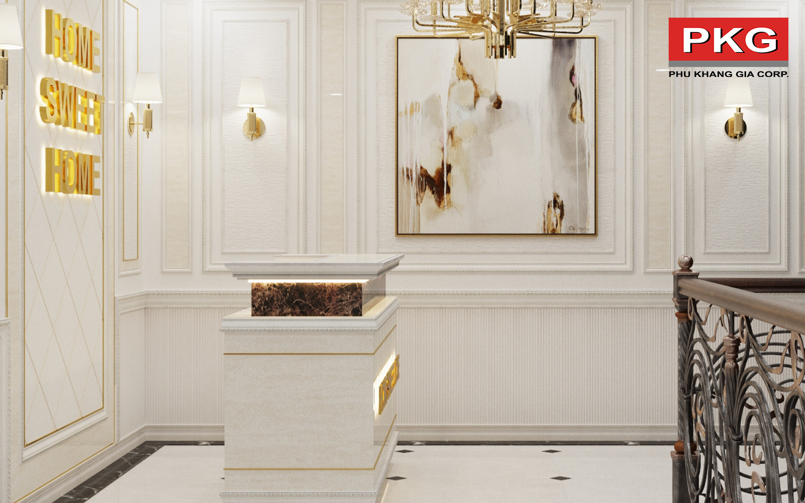 Phào chỉ lưng tường Phú Khang Gia mẫu 6