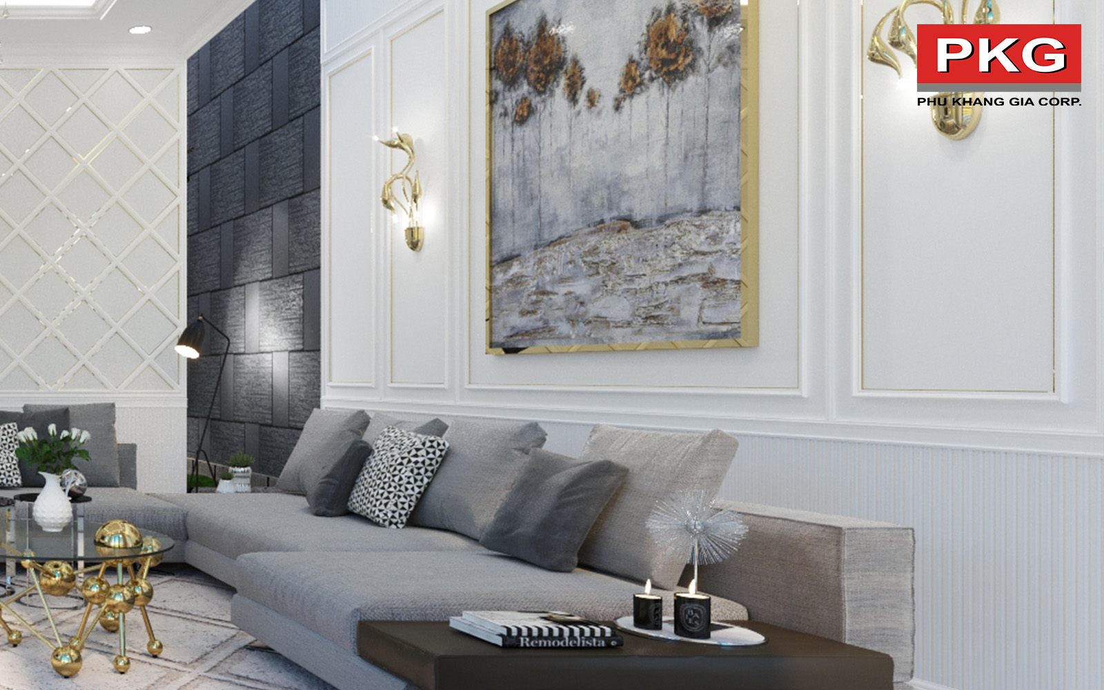 Phào chỉ lưng tường Phú Khang Gia mẫu 8